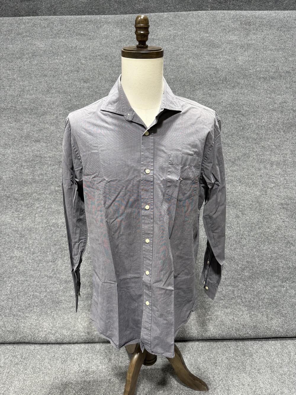 JACHS Shirt Mens Large Gray Check Long Sleeve Button-Up Pocket Casual Top